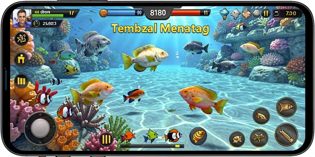Screenshot utama 8180 menampilkan aksi menembak ikan yang seru.