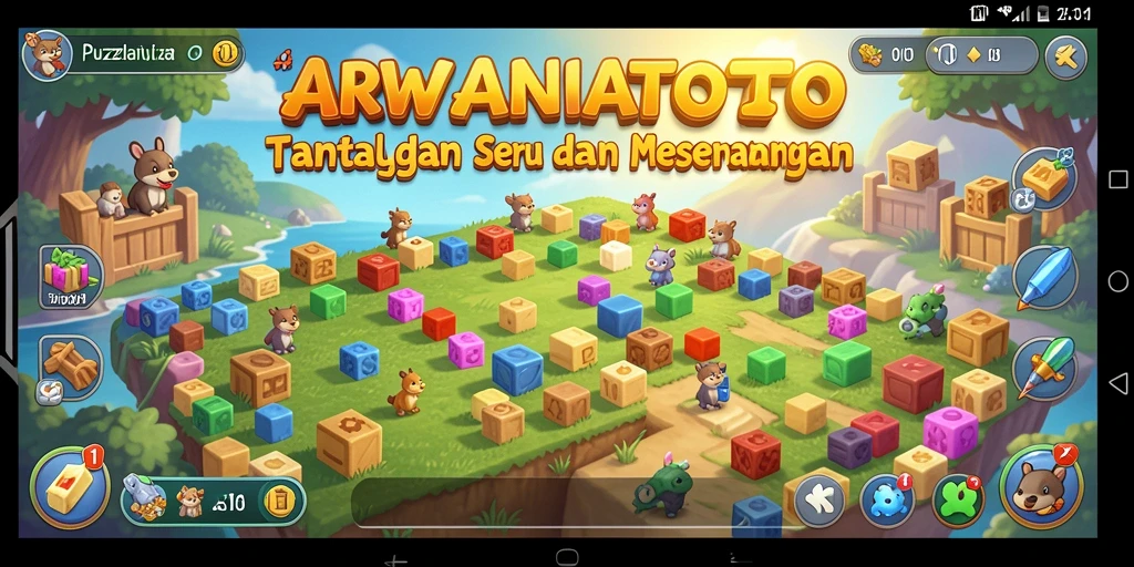 Tampilan gameplay seru ARWANATOTO dengan berbagai tantangan puzzle.