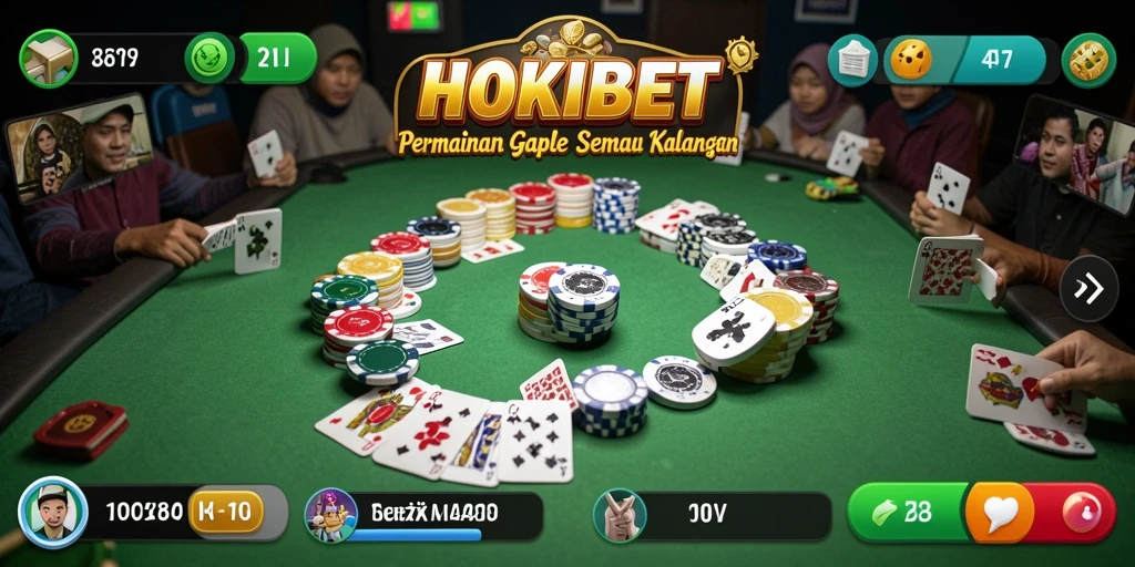 Screenshot HOKIBET menampilkan serunya gameplay Gaple yang interaktif.