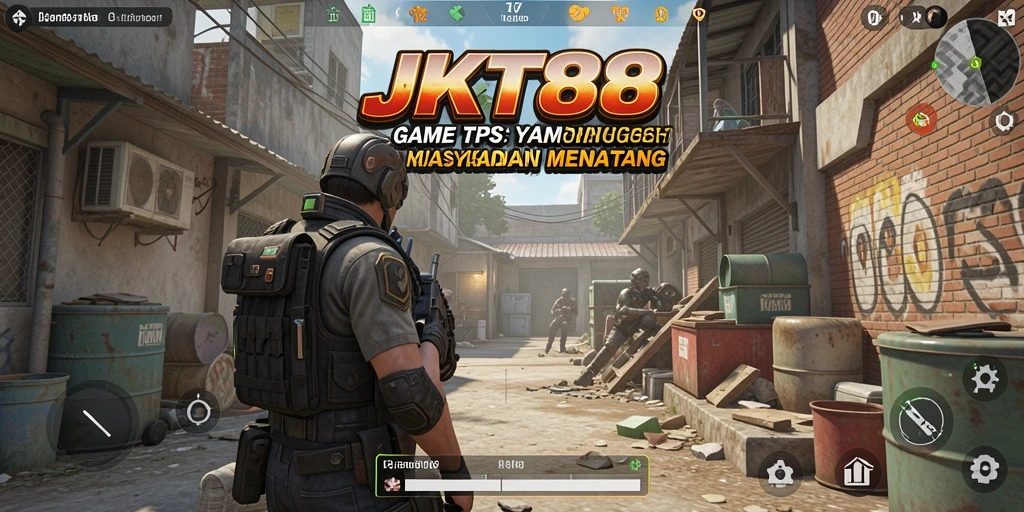 Tangkapan layar utama JKT88 menampilkan aksi gameplay TPS yang seru.