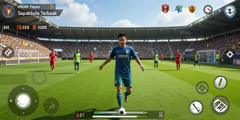Screenshot permainan KNO89 dengan aksi sepakbola mendebarkan.