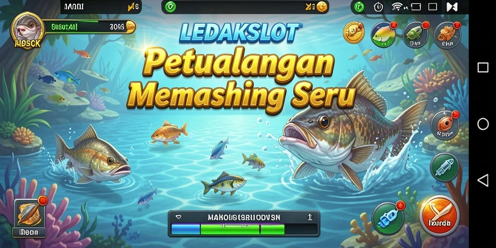Screenshot utama LEDAKSLOT menampilkan aksi memancing yang mendebarkan.