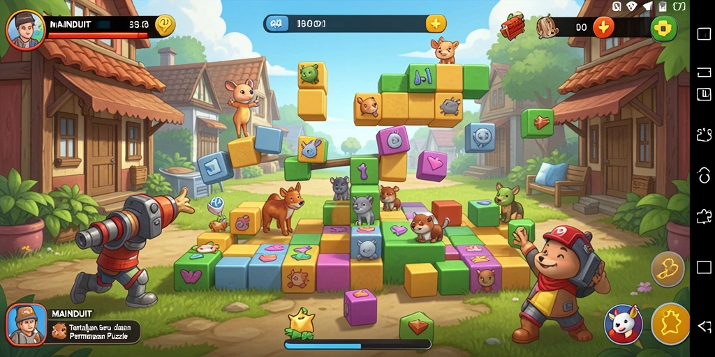 Tampilan gameplay MAINDUIT yang menegangkan dan penuh warna.