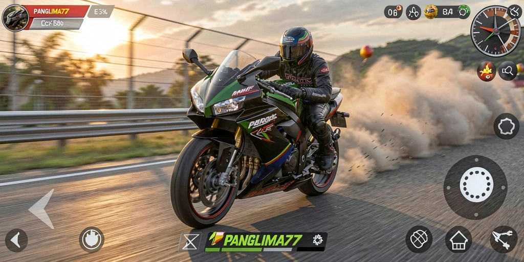 Tampilan epic balapan motor dalam gameplay <strong>PANGLIMA77</strong>