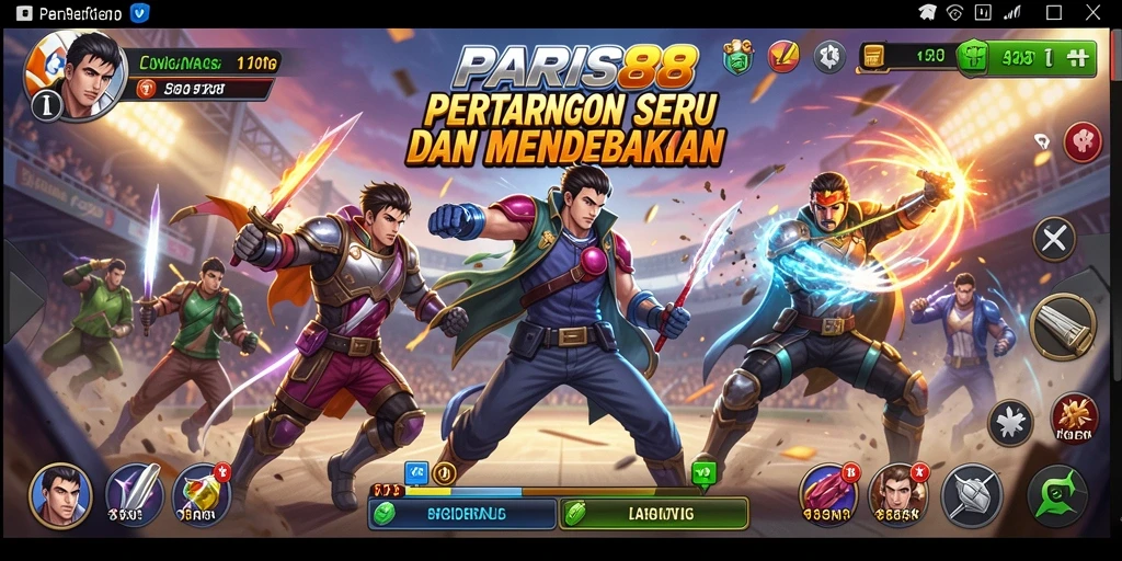 Screenshot utama PARIS88 menampilkan aksi pertarungan yang seru dan dinamis.