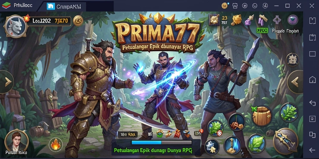 Tampilan gameplay seru dalam PRIMA77 dengan aksi RPG menegangkan.
