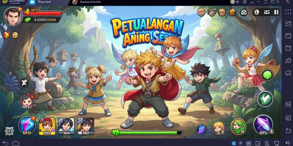 Tampilan gameplay SIP33 yang menampilkan karakter Anime dalam pertempuran.