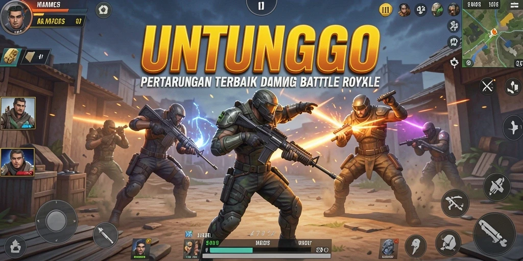 Gameplay mendebarkan dari UNTUNGGO dalam pertempuran Battle Royale.